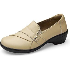 Kordal Women's Nude Slip-Ons Lightweight Leather Stylish Casual Loafers Shoes